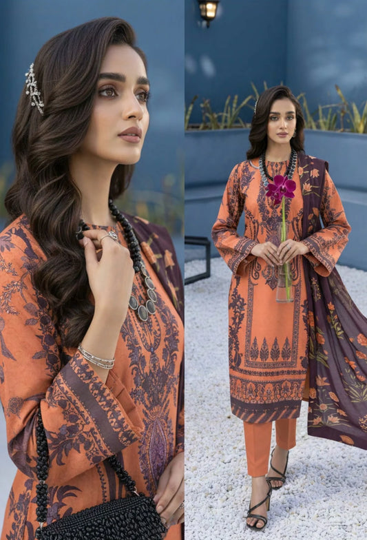 Lajawan Premium Lawn – 3PC Printed unstitched Vol-1 D-7