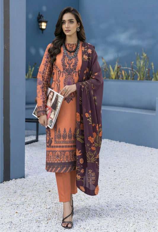 Lajawan Premium Lawn – 3PC Printed unstitched Vol-1 D-7