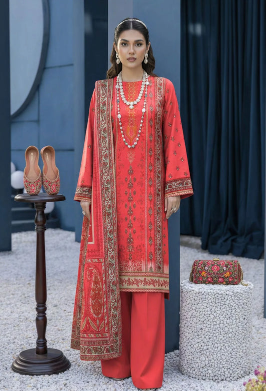 Lajawan Premium Lawn – 3PC Printed unstitched Vol-1 D-8